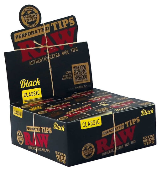 RAW Black Extra Wide Perforated Filter Tips – Natural Wide Rolling Tips