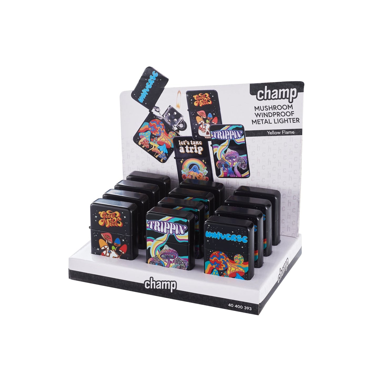 Champ Mushroom Windproof Metal Lighters Retail Flip Top