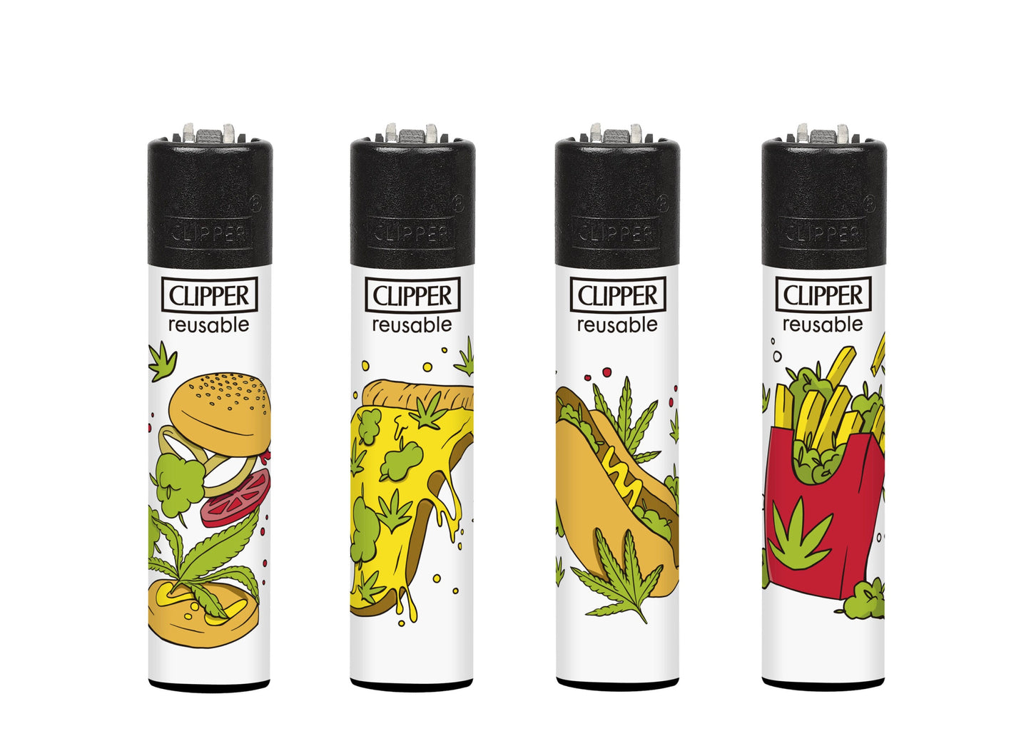 Clipper Minitube Refillable Utility Lighters Leaves Fast Food Collection
