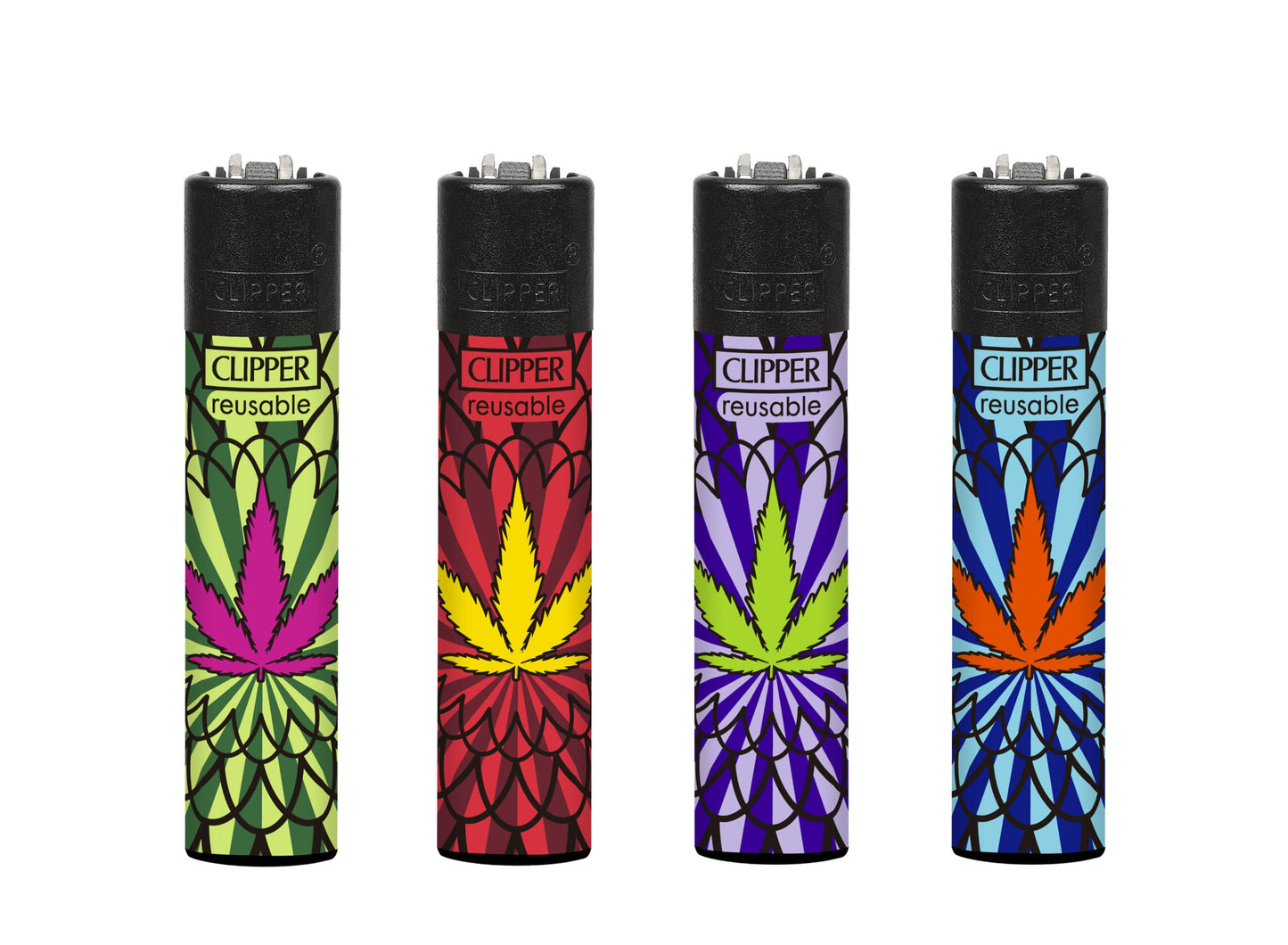 Clipper Refillable Lighters Classic Large Hypnotic Leaves Collection