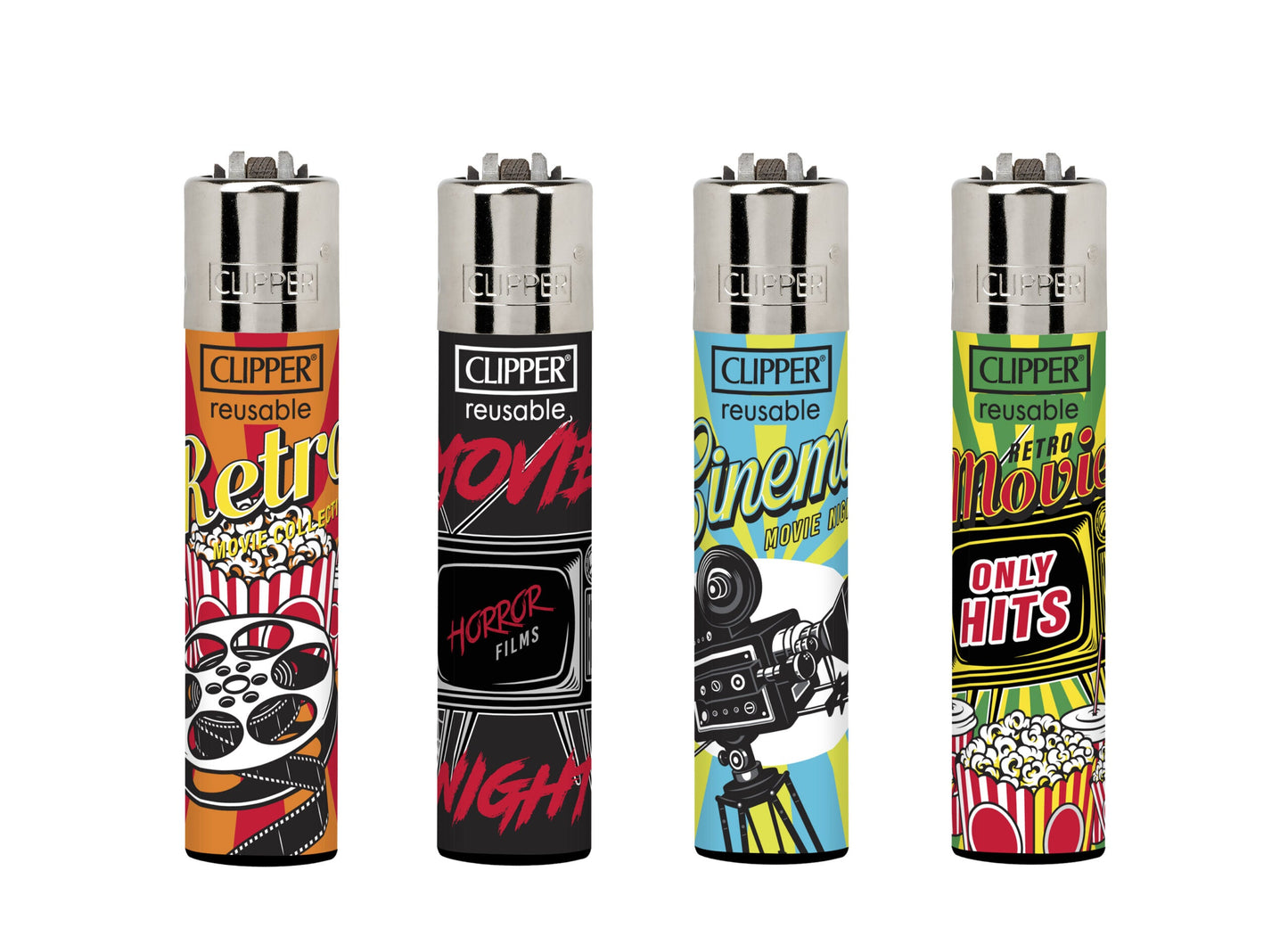 Clipper Refillable Lighters CP11 Hobby Mix 1 Retro Movie Night Collection