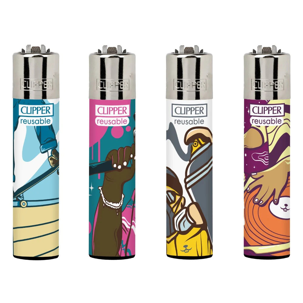 Clipper Reusable Lighters Set of 4 with Different Color Variations
