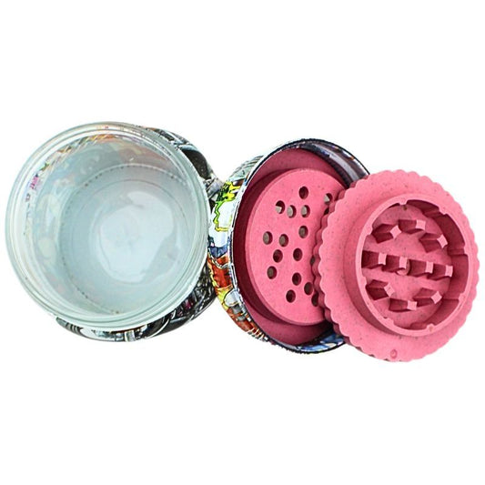 Hall Of Weed Leaf 3-Part Glass Grinder Jar