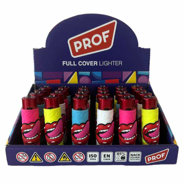 PROF Full Cover Refillable Lighters Display Box with Color Variation