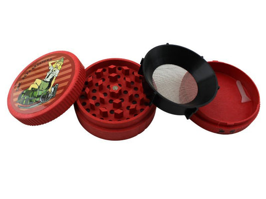 4-Part Plastic Herb Grinder – Pocket Size Girl Design