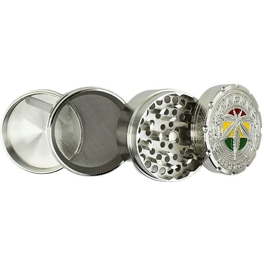 Silver Rasta Leaf Herb Grinders - Metal Grinder