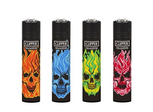 SKULLS ON FIRE Clipper Lighter Collection