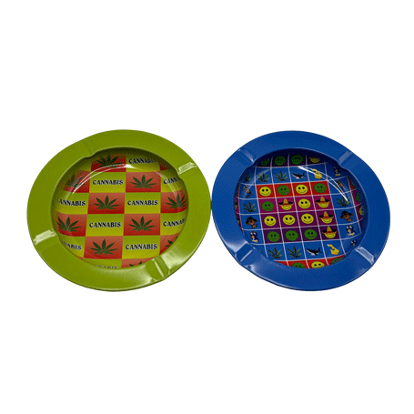 Decorative Tray Printed Plate Cannabis Pattern Green Ashtray