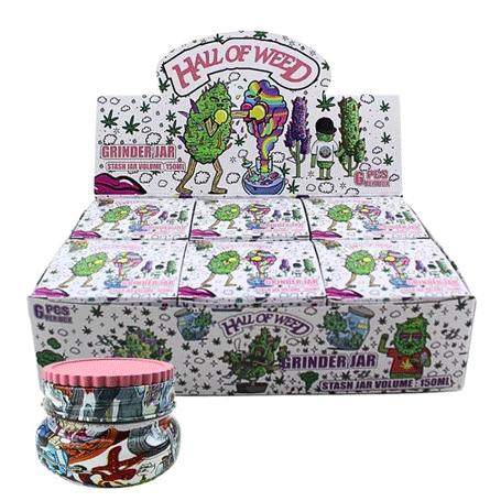 Hall Of Weed Leaf 3-Part Glass GRINDER Jar