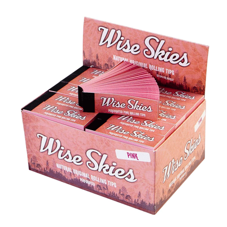 Wise Skies Pink Perforated Filter Tips Roach Card Rolling Papers Pink Coloured