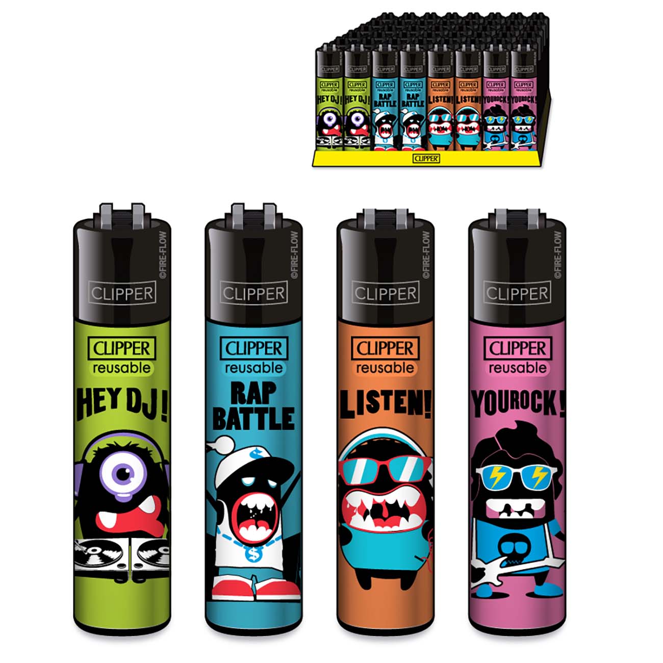 Clipper Refillable Lighters Music Monsterz Collection